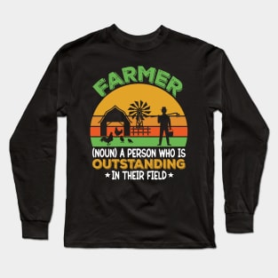 Farmer Definition Funny Farming Farm Tractor Animals Long Sleeve T-Shirt